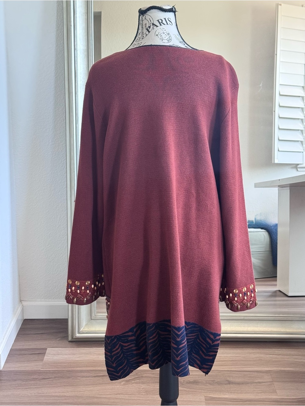 Chico's Embellished Longline Duster Cardigan Sweater Jacket Boho Women’s - Picture 6 of 14